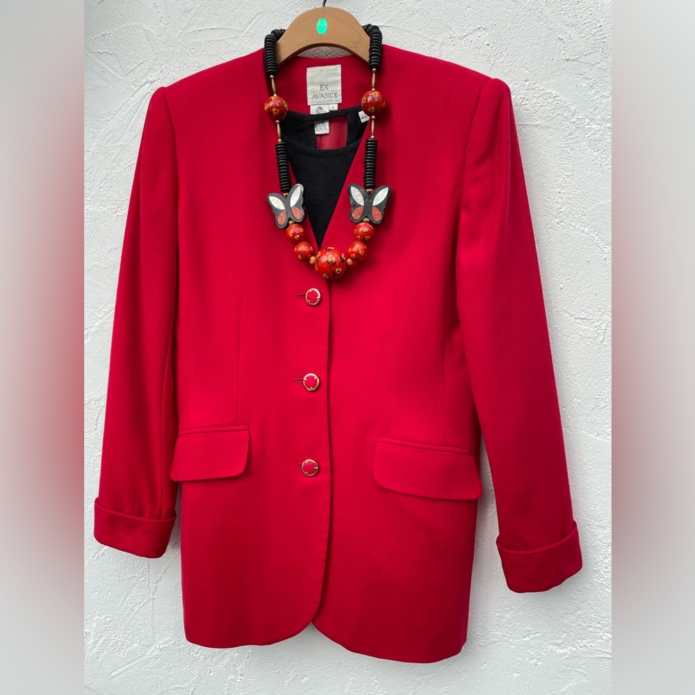 Vintage RED Wool Blazer/ Winter Red Christmas Blazer/ Jacket Size 6
